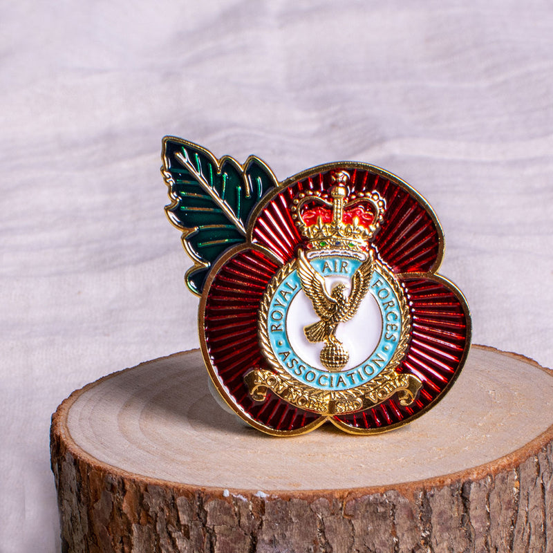 RAF Association Crest Poppy Pin