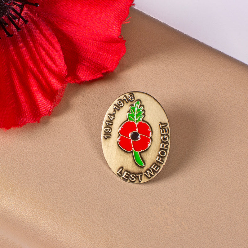 Remembrance 100 Lapel Pin Badge - Poppy 1914-1918 Design