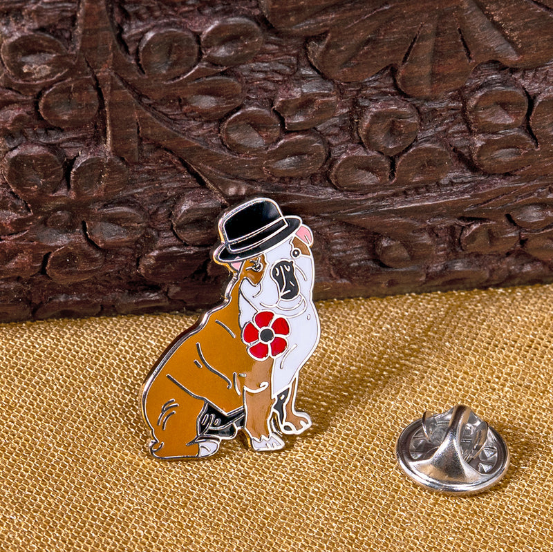 Churchill Bulldog Poppy Pin