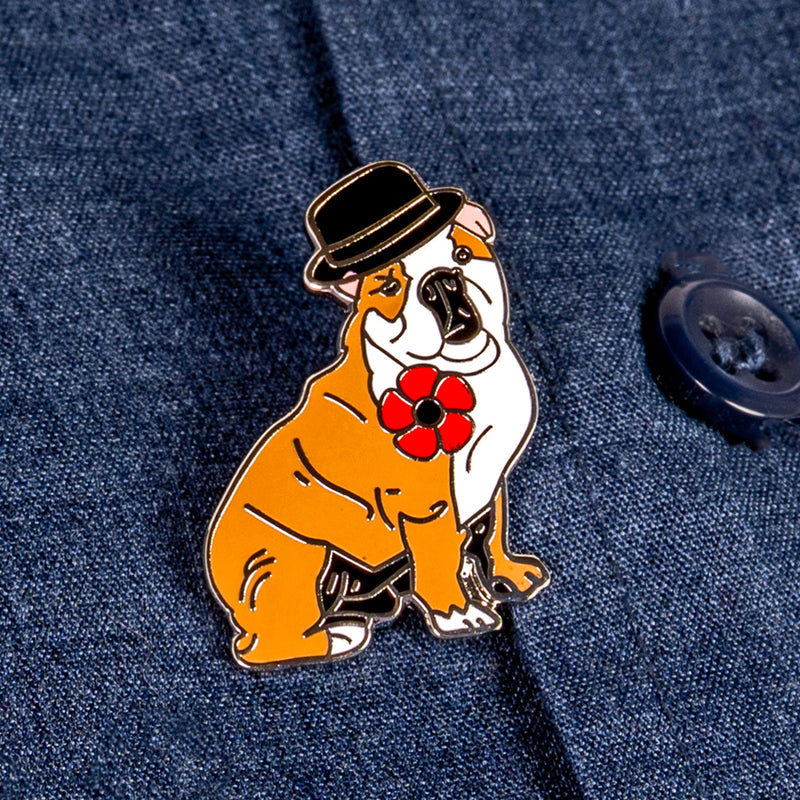 Churchill Bulldog Poppy Pin