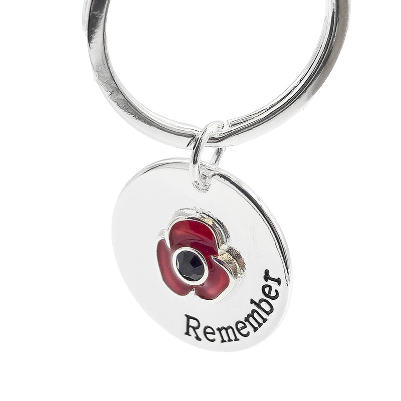 Red Poppy Remember Keyring