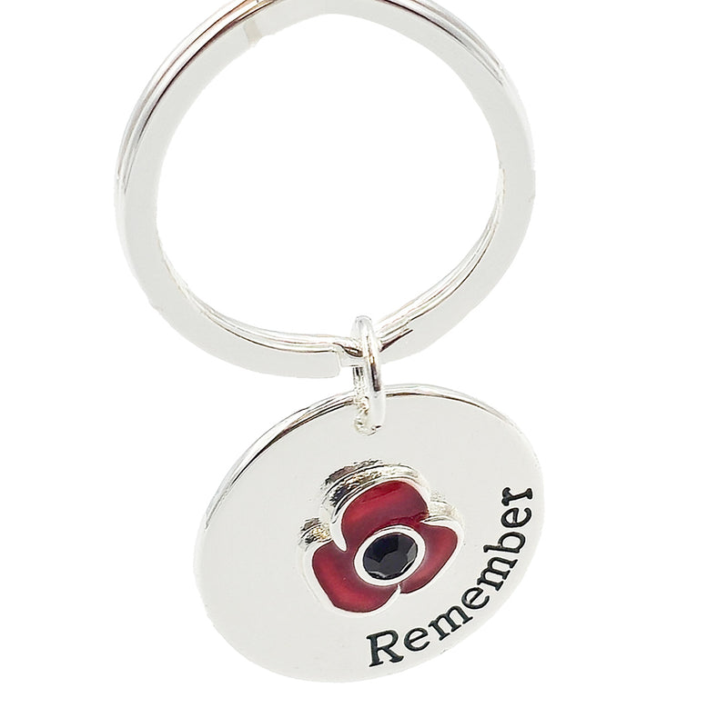 Red Poppy Remember Keyring