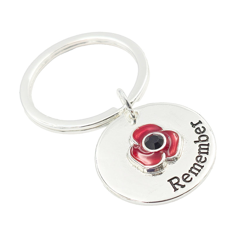 Red Poppy Remember Keyring