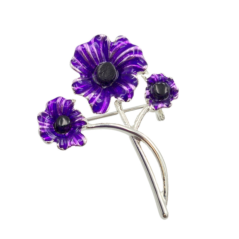 Poppy Purple Flower Brooch