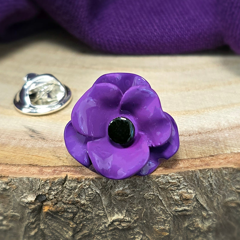 Poppy Purple Flower Lapel Pin Brooch
