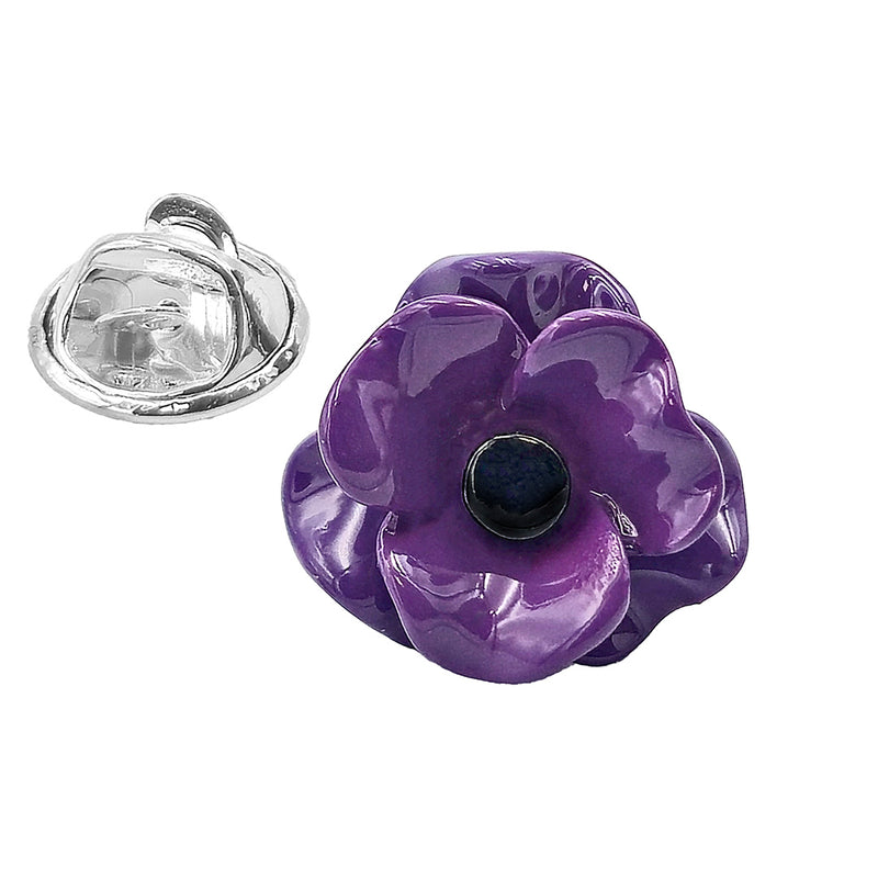Poppy Purple Flower Pin Brooch