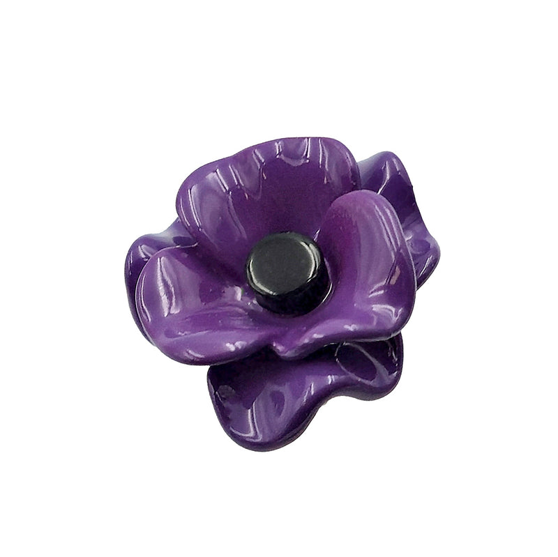 Poppy Purple Flower Lapel Pin Brooch