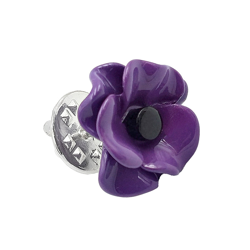 Poppy Purple Flower Lapel Pin Brooch