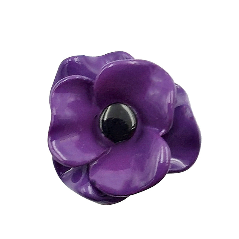 Poppy Purple Flower Lapel Pin Brooch