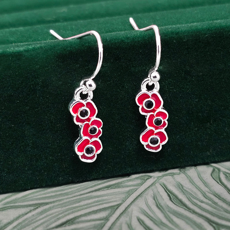 Red Poppy Drop Earrings