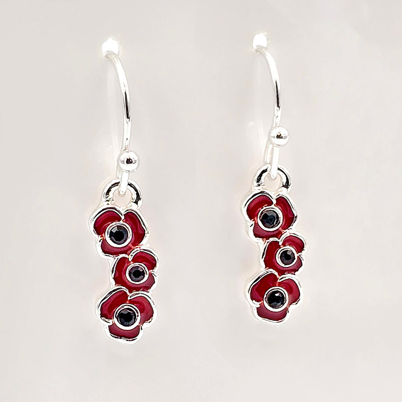 Red Poppy Drop Earrings