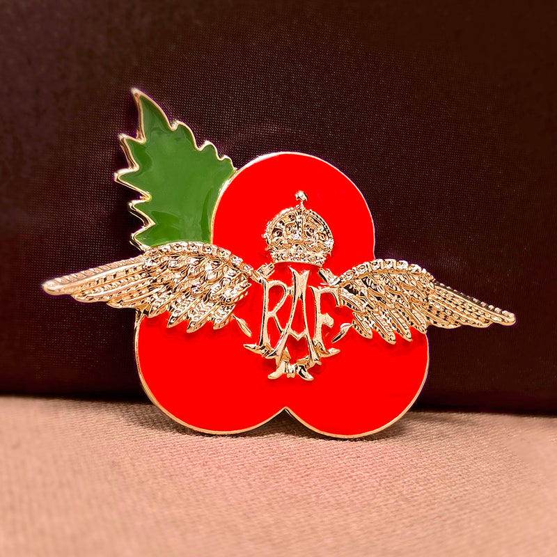 RAF Wings Poppy Brooch