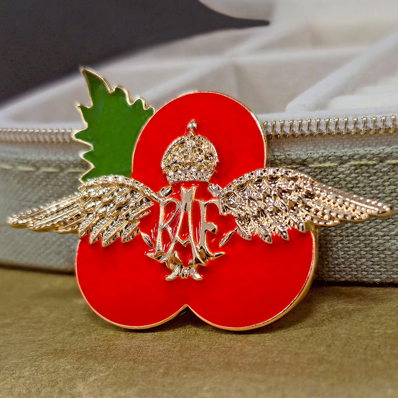 RAF Wings Poppy Brooch