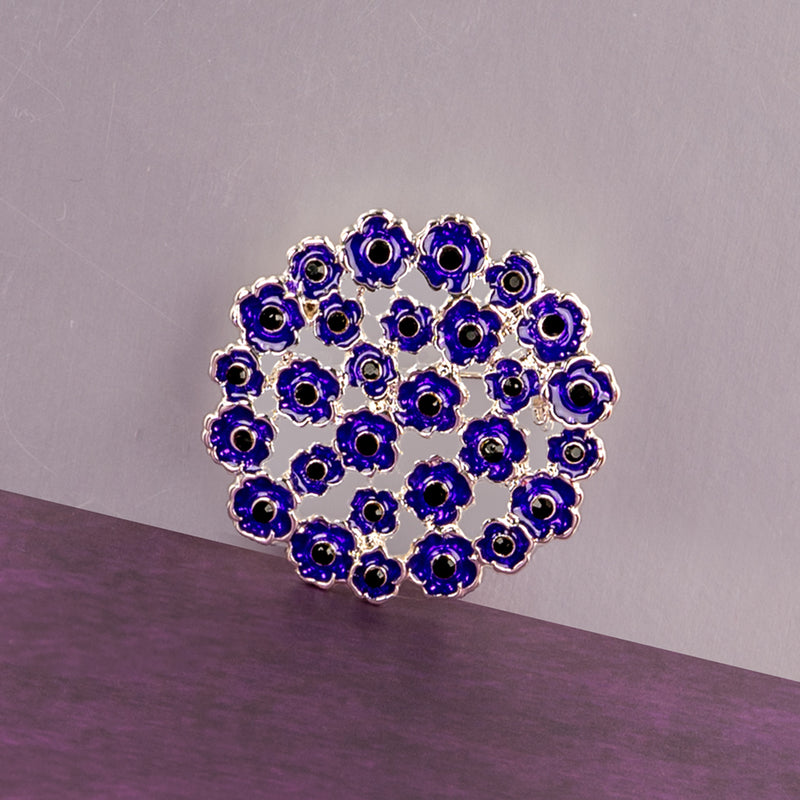 Purple Poppy Posy Brooch