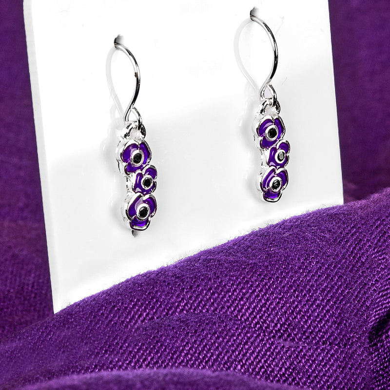 Purple Poppy Drop Earrings