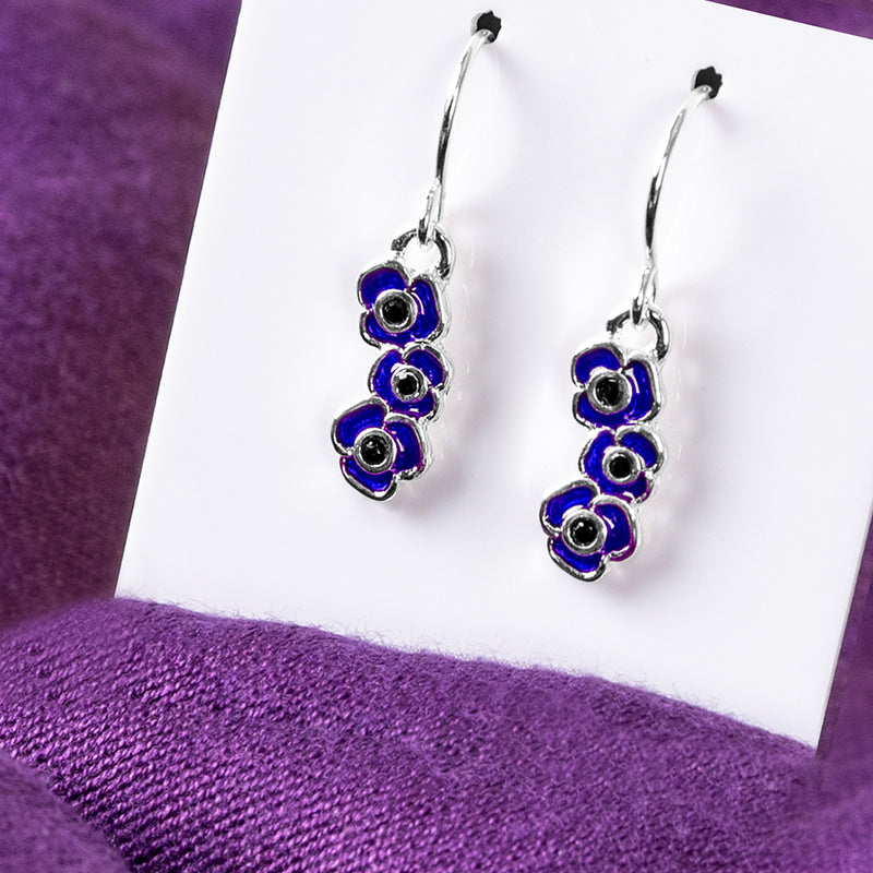 Purple Poppy Drop Earrings