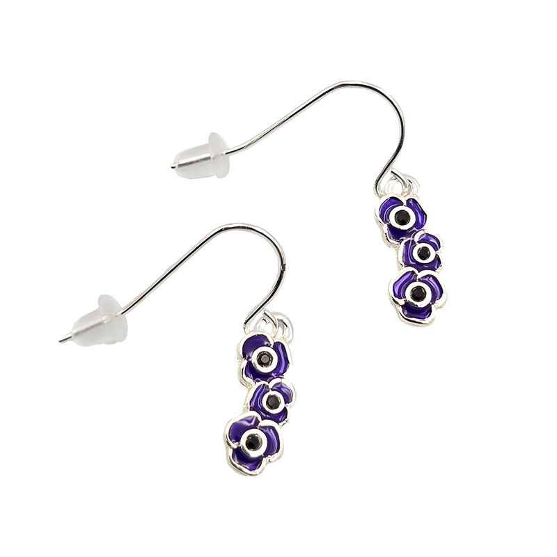 Purple Poppy Drop Earrings