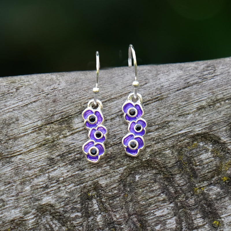 Purple Poppy Drop Earrings