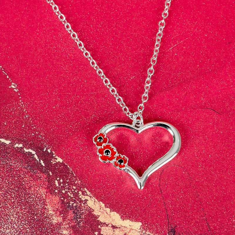 Red Poppy Heart Pendant