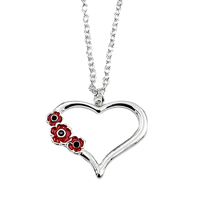 Red Poppy Heart Pendant