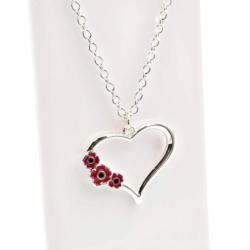 Red Poppy Heart Pendant