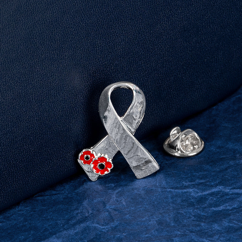Poppy Red Ribbon Pin