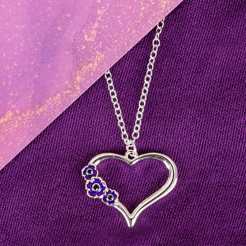 Purple Poppy Heart Pendant