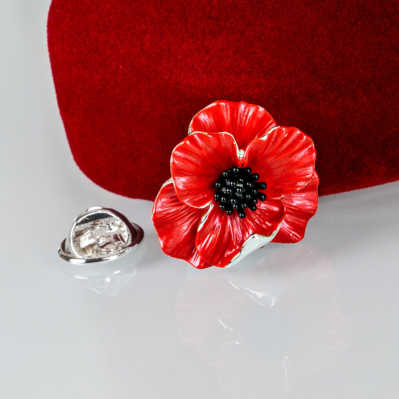 Poppy Red Flower Lapel Pin