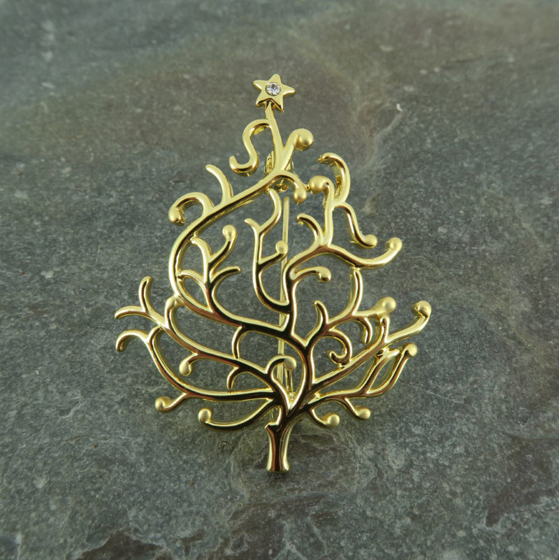 Christmas Tree Filigree Brooch