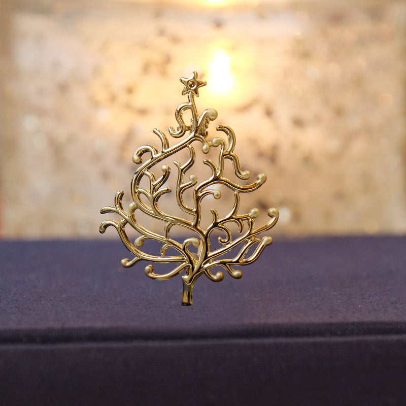 Christmas Tree Filigree Brooch