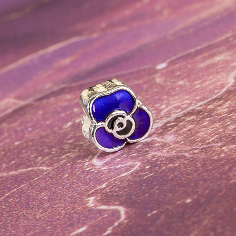 Purple Poppy Charm Bead