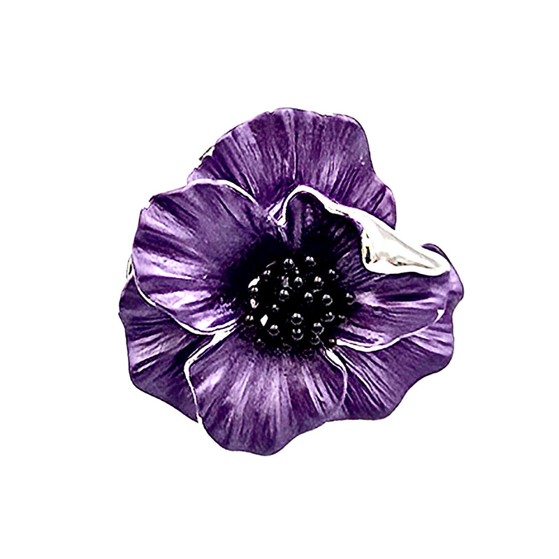 Poppy Purple Flower Lapel Pin