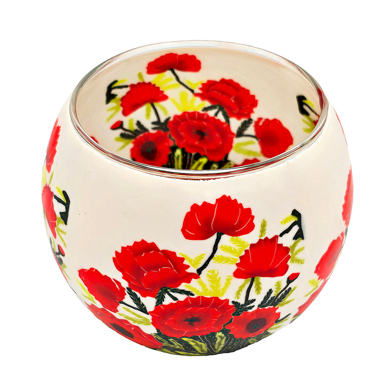 Classic Poppy Glass Candle Holder
