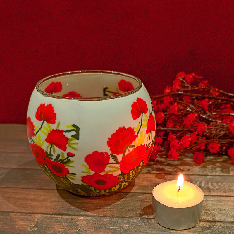 Classic Poppy Glass Candle Holder