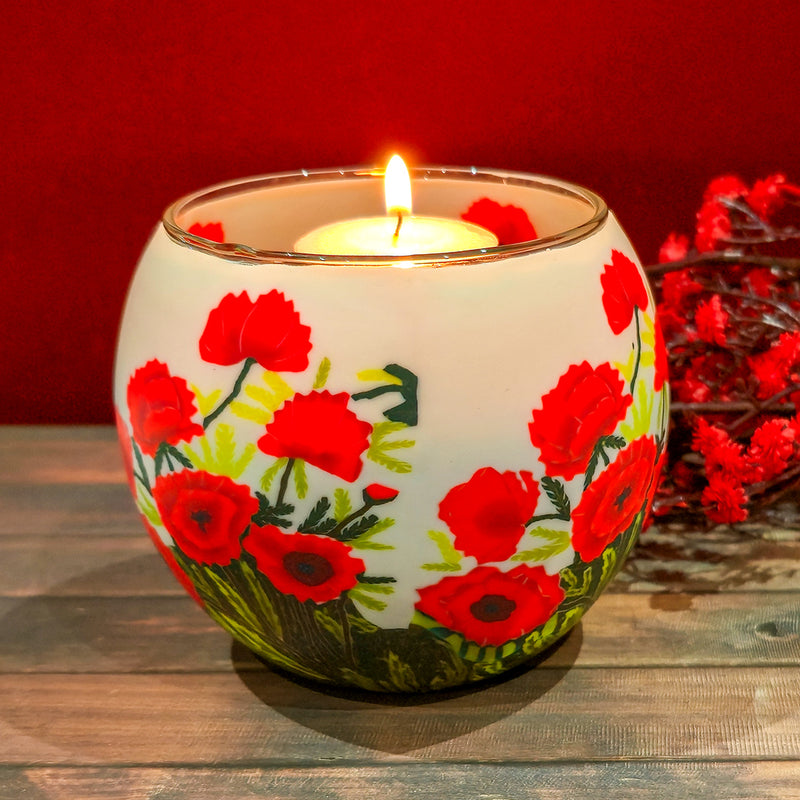 Classic Poppy Glass Candle Holder