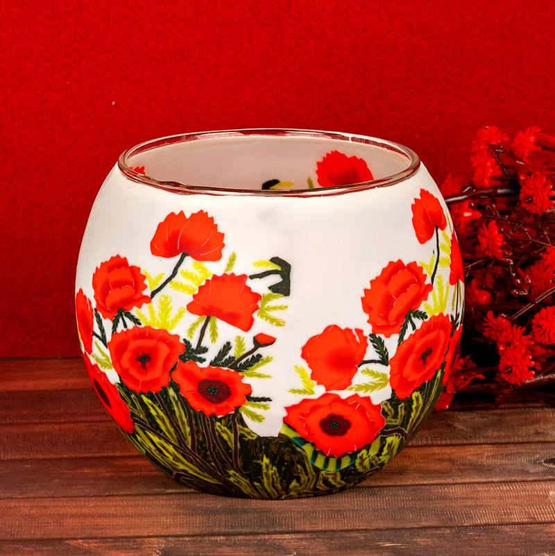 Classic Poppy Glass Candle Holder