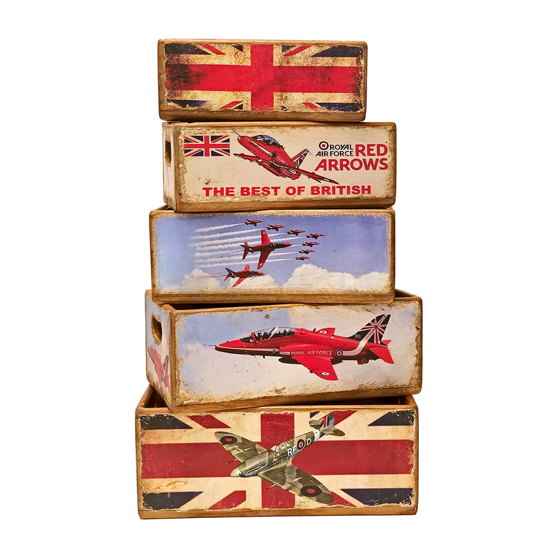 Red Arrows - Set of 5 Wooden Nesting Boxes