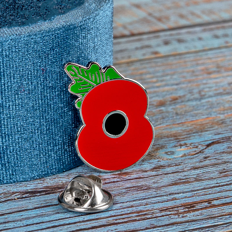 RBL - Red Enamel Poppy Leaf Lapel Pin