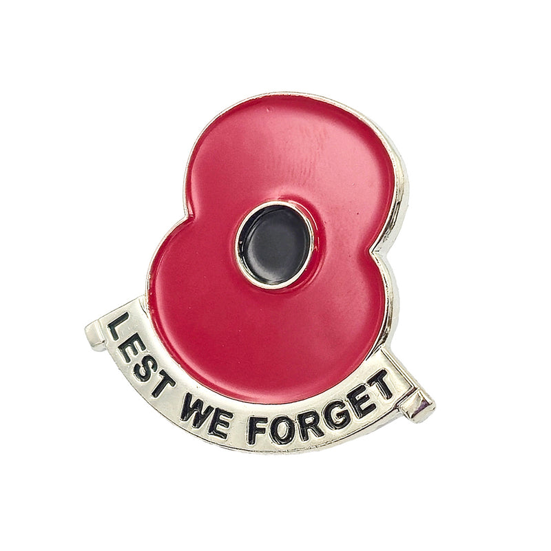 RBL Lest We Forget Poppy Silver Scroll Pin