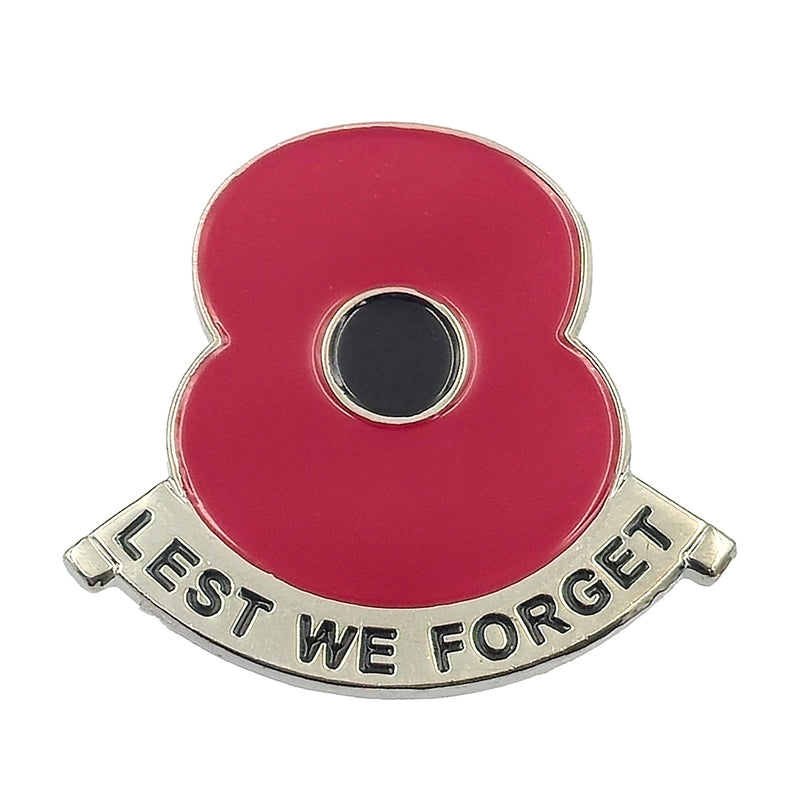 RBL - Lest We Forget Poppy Silver Scroll Pin