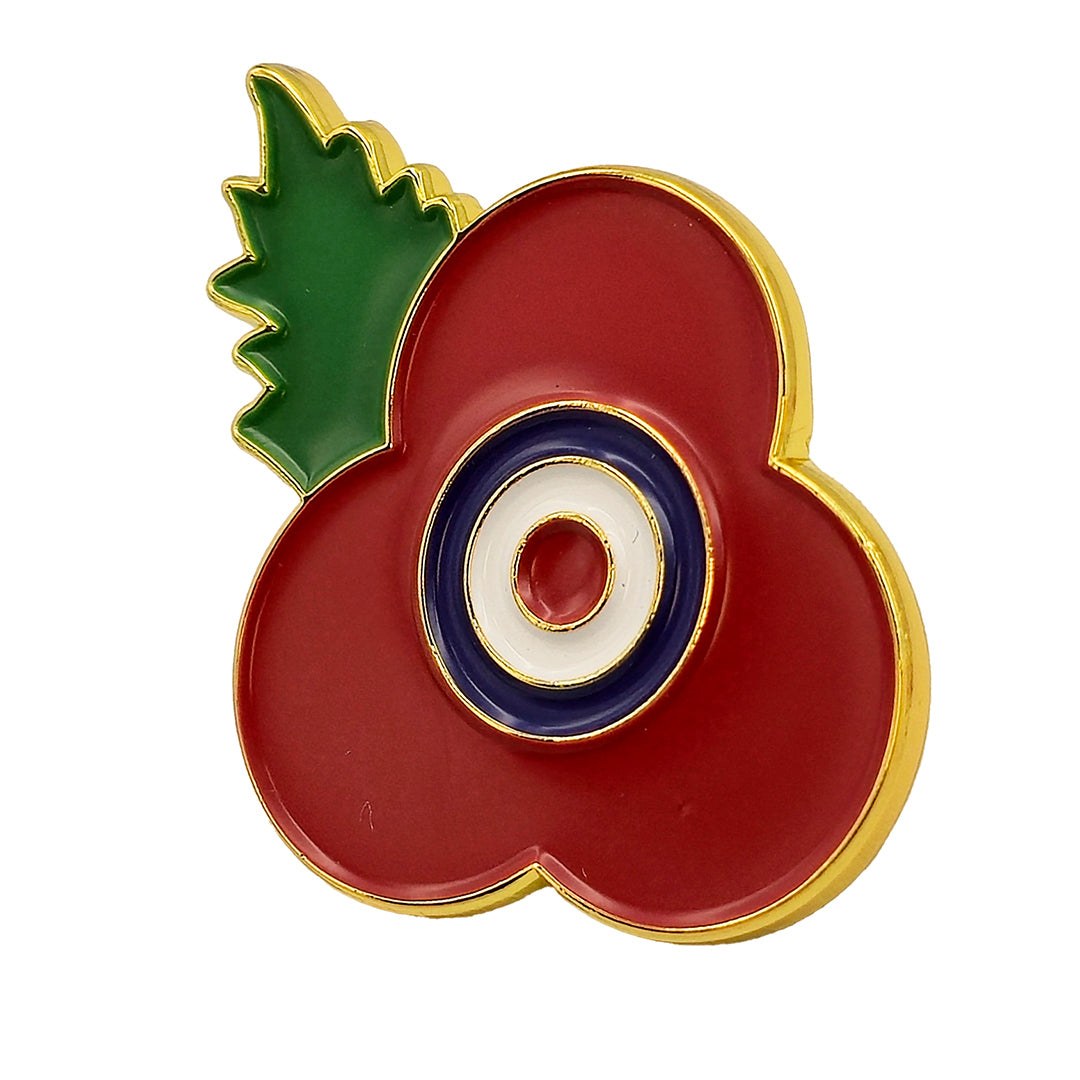 Poppy Pin Rugby Roundel Poppy Pin Leaf 3cm - RAFATRAD