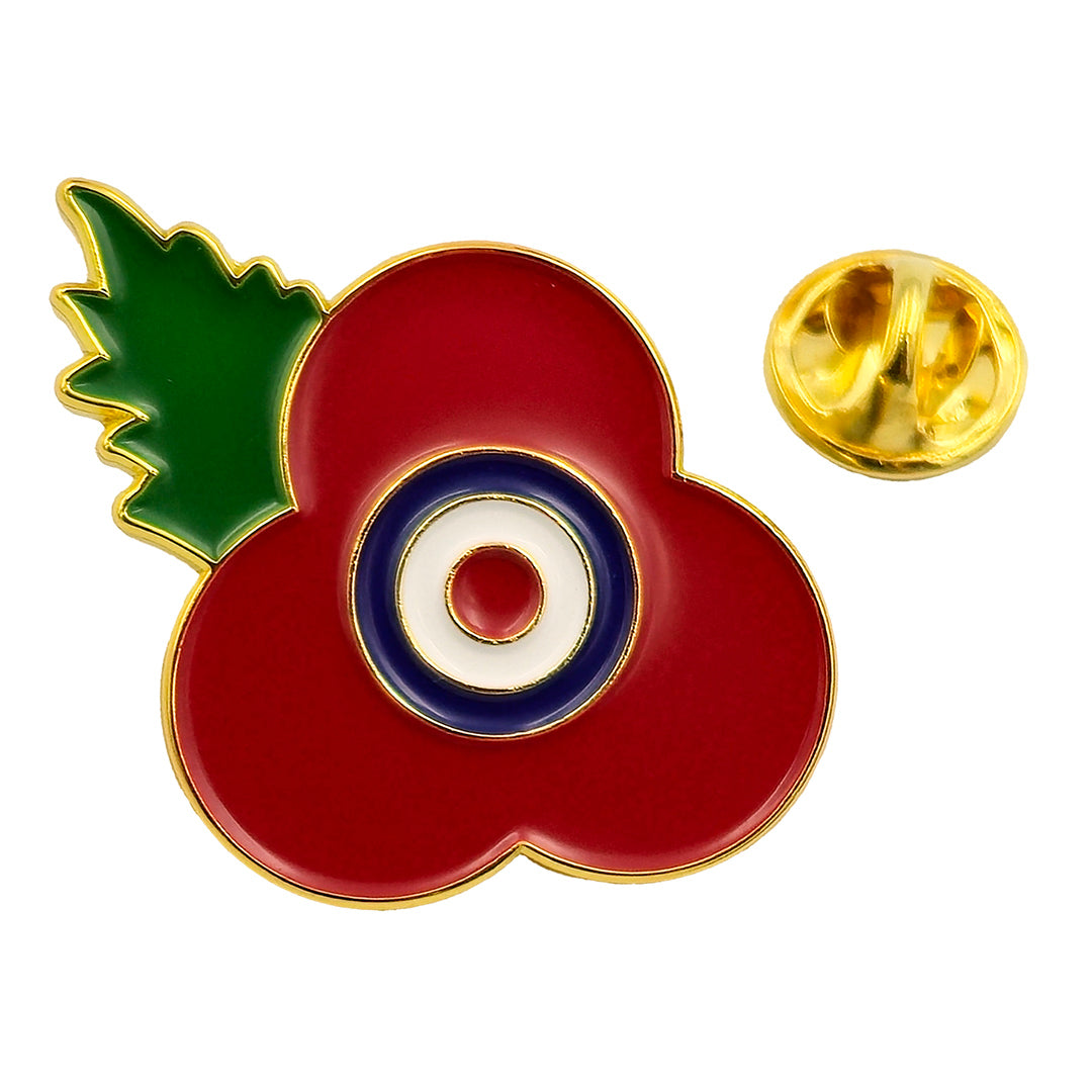 Poppy Pin Rugby Roundel Poppy Pin Leaf 3cm - RAFATRAD