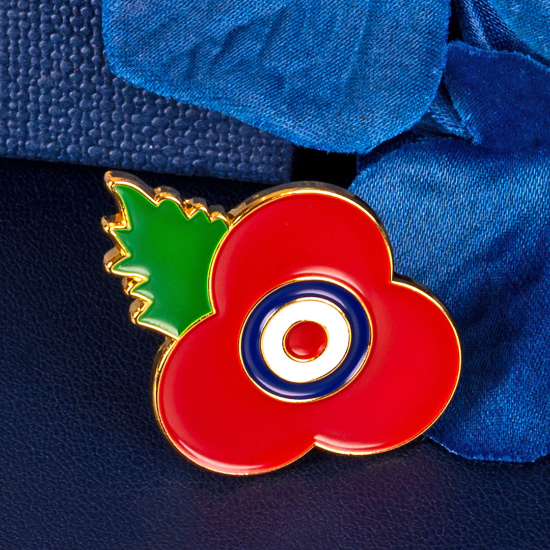 Poppy Pin Rugby Roundel Poppy Pin Leaf 3cm - RAFATRAD