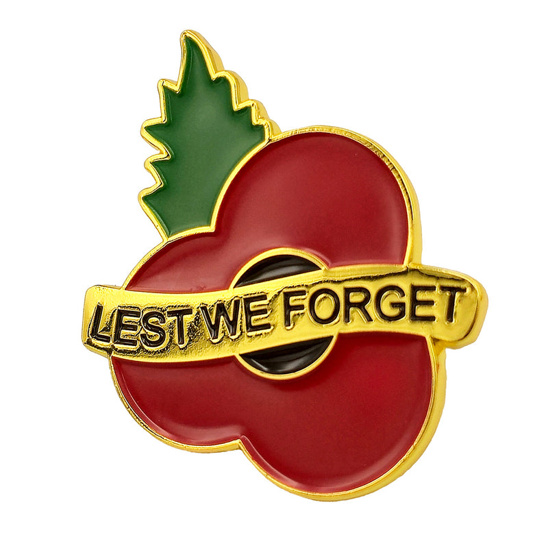 Lest We Forget Poppy Pin Leaf 3cm