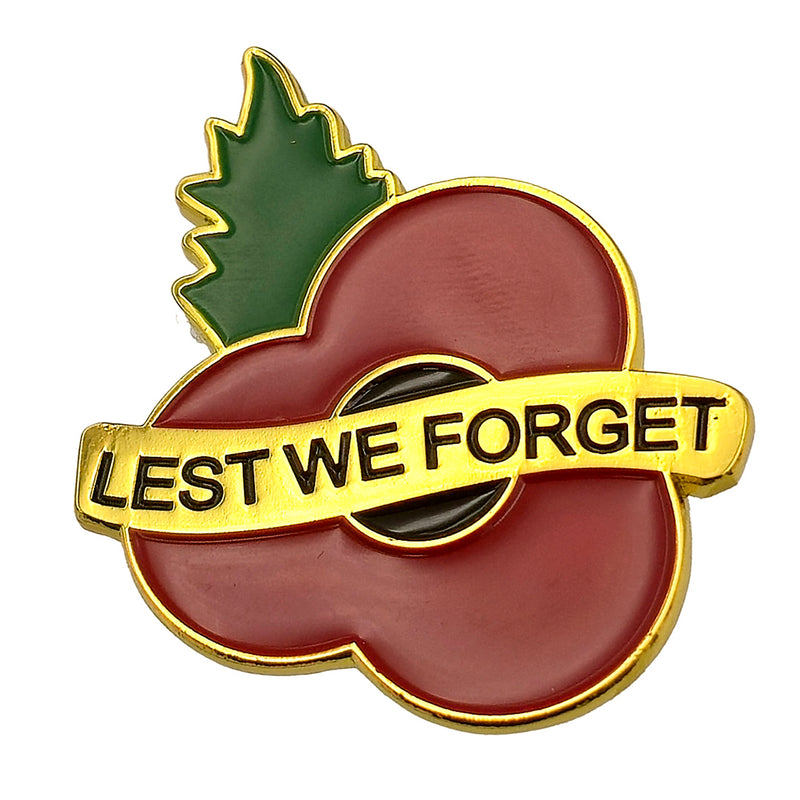 Lest We Forget Poppy Pin Leaf 3cm