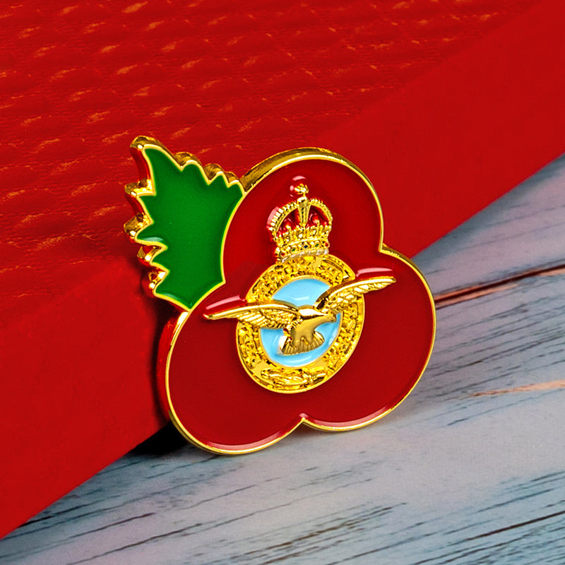 RAF Crest Poppy Pin Leaf