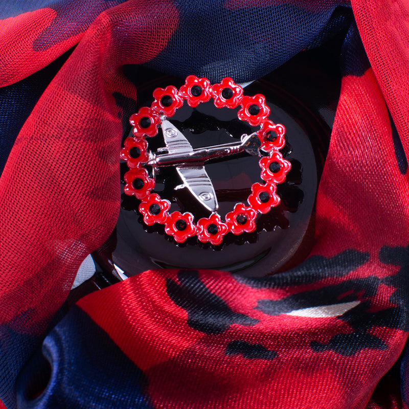 Spitfire In Poppy Wreath Brooch