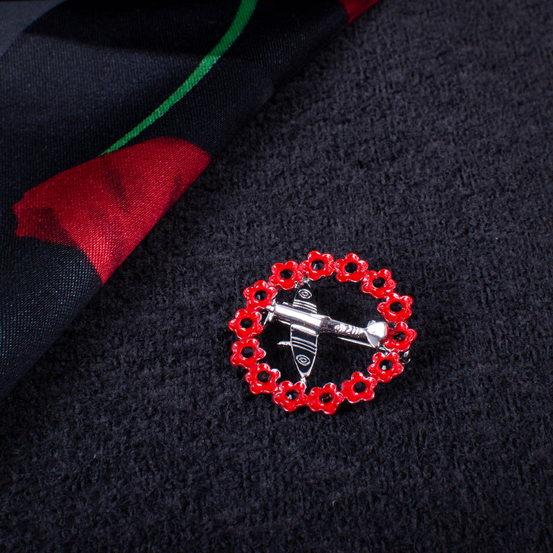 Spitfire In Poppy Wreath Brooch