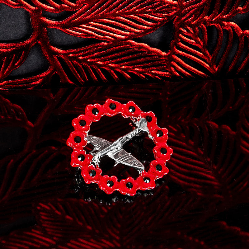 Spitfire In Poppy Wreath Brooch