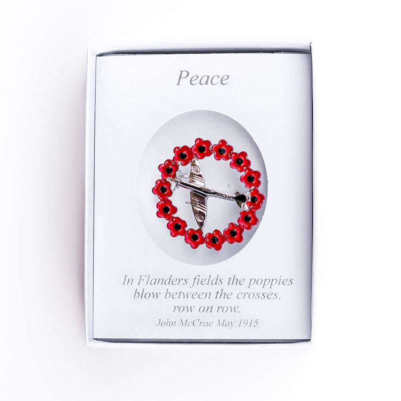 Spitfire In Poppy Wreath Brooch